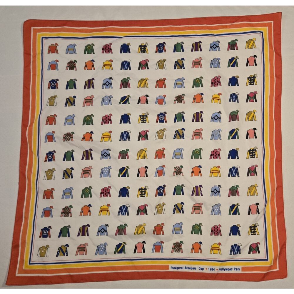 Rare Inaugural Breeders' Cup at Hollywood Park in 1984. Vintage Scarf.
